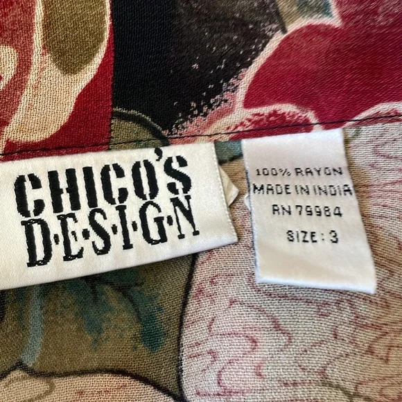 Chico's Kimono Jacket Vintage Floral Jewel Tones Some Flowers Beaded Cardigan S… - Picture 12 of 13